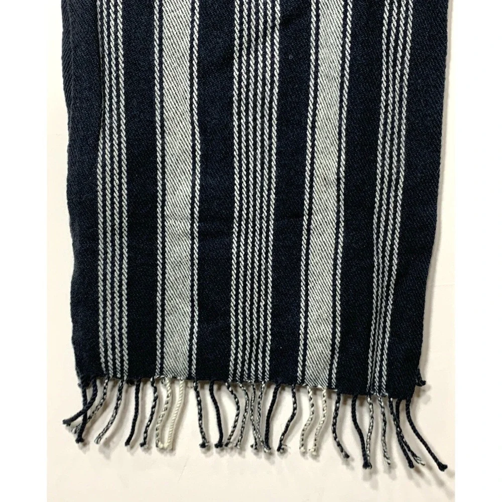Paul Smith Cashmere Scarf Mens Black Stripe Fringe Armand Diradourian